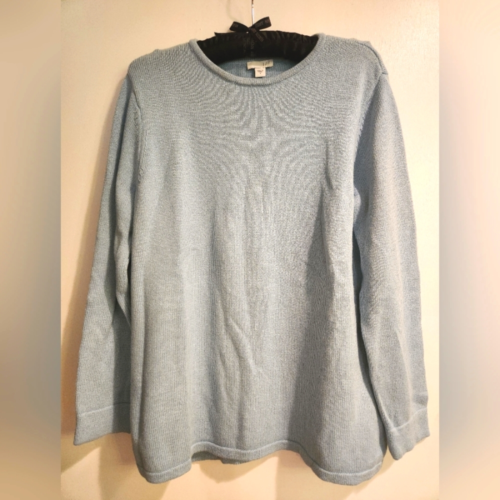 J. Jill Blue Crewneck Sweater Lightweight Knit